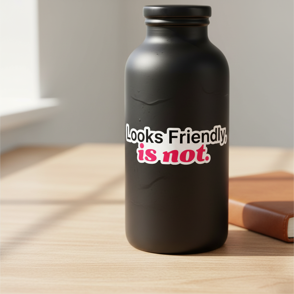 Looks Friendly is not kiss cut sticker mockup