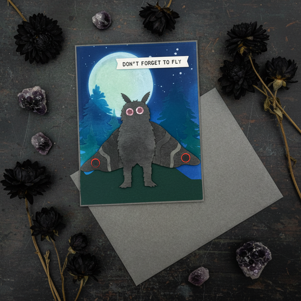 Mothman Card - Dark Flat Lay