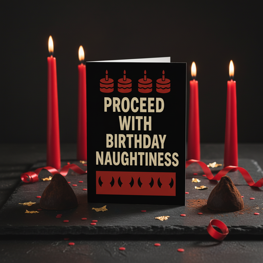 Proceed with Birthday Naughtiness Card Lifestyle Mockup